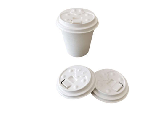 paper coffee cup lid 80mm biodegradable for 8oz takeout drink, sugarcane pulp, durable, disposable