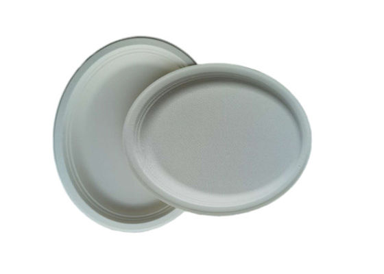 12 Inch  Oval Dinner Biodegradable Sugarcane Bagasse Plates