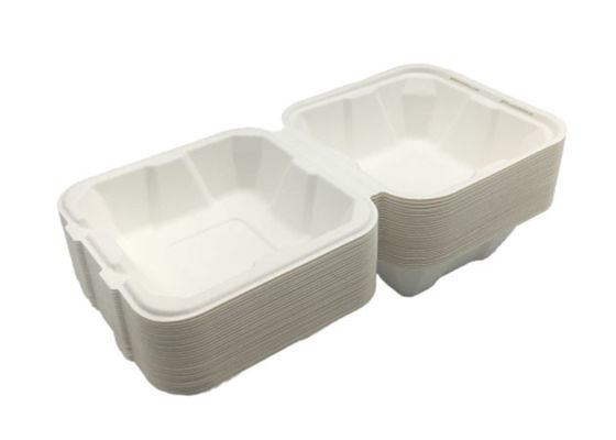 6 Inch Sugarcane Eco Hinged  Biodegradable Takeout Containers