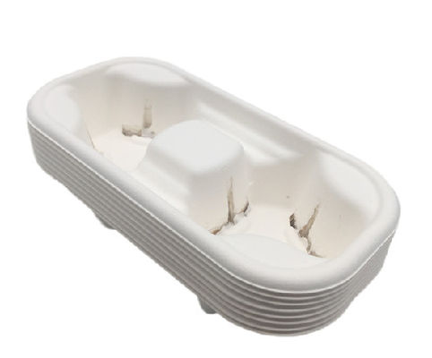 Sugarcane 218x110x47mm 2 Compartment Drink Carrier Tray