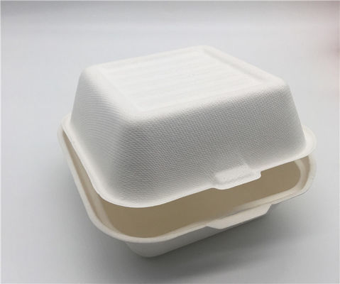 6" Disposable Sugarcane Bagasse Hamburger Clamshell Box