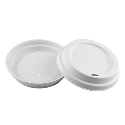 Eco Friendly Biodegradable Compostable Cups Cover Sugarcane Bagasse 90 mm Round Cup Eith Lid For Smoothie And Coffee