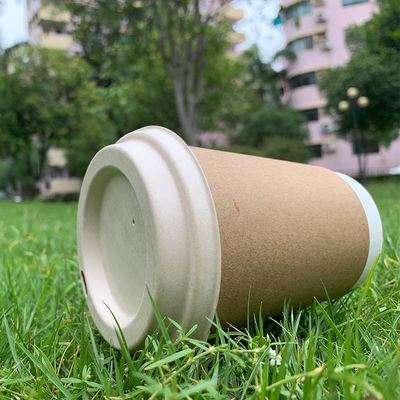 Eco Friendly Biodegradable Compostable Cups Cover Sugarcane Bagasse 90 mm Round Cup Eith Lid For Smoothie And Coffee