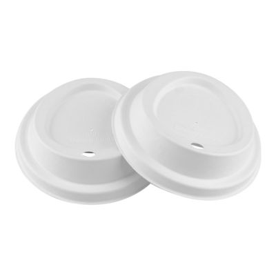 Biodegradable Raw Recyclable Cup Cover Natural Bagasse Sugarcane Pulp Flat Dessert Compostable Lid For Paper Cup Lid Mak