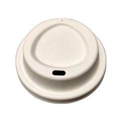 Biodegradable Raw Recyclable Cup Cover Natural Bagasse Sugarcane Pulp Flat Dessert Compostable Lid For Paper Cup Lid Mak