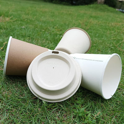Refrigerator Safe Biodegradable 80mm 90mm Bagasse Coffee Cups And Lids