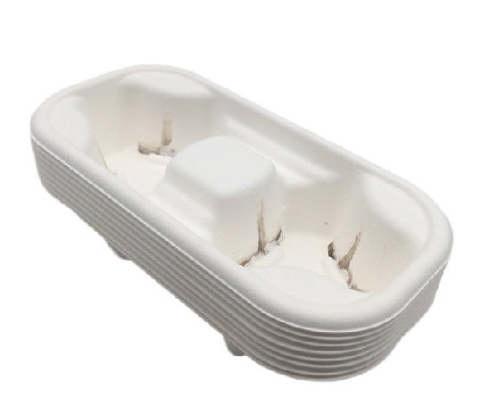Sugarcane 218x110x47mm 2 Compartment Drink Carrier Tray