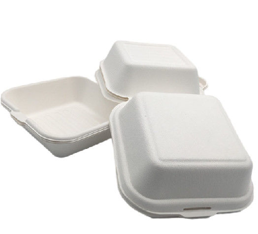 6" Disposable Sugarcane Bagasse Hamburger Clamshell Box