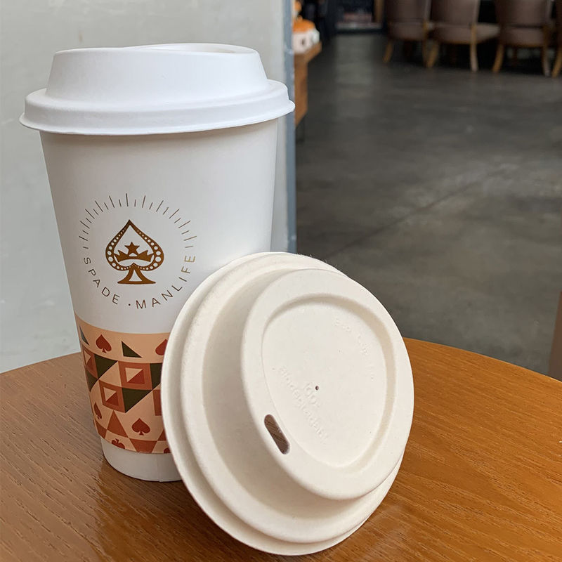 Sugarcane Cup Cover Lids Disposable Hot Bubble Coffee Non Leak Cover Lids